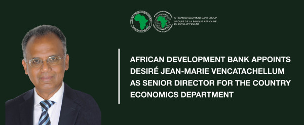 La Banque africaine de développement nomme Désiré Jean-Marie Vencatachellum au poste de directeur principal du Département des économies pays