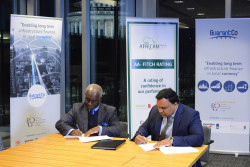 The African Guarantee Fund CEO Mr. Felix A Bikpo(left) and the GuarantCo CEO Mr. Lasitha Perera (rig