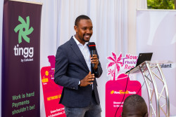 Moses Abindabizemu, Cellulant Group Chief Marketing Officer giving remarks at the Launch.jpeg