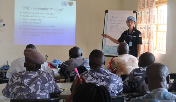 United Nations Police (UNPOL) officers train South Sudanese counterparts to support planned extension of community policing in Eastern Equatoria