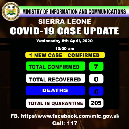 Coronavirus - Sierra Leone: COVID-19 case update 8th April, 2020 10:00 a.m