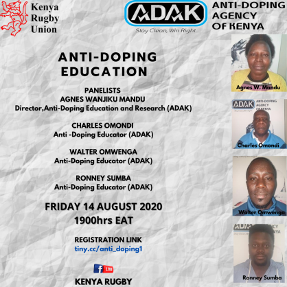 Kenya Rugby Union (KRU), Anti-Doping Agency of Kenya (ADAK) Partner to conduct Anti-Doping Education Sessions