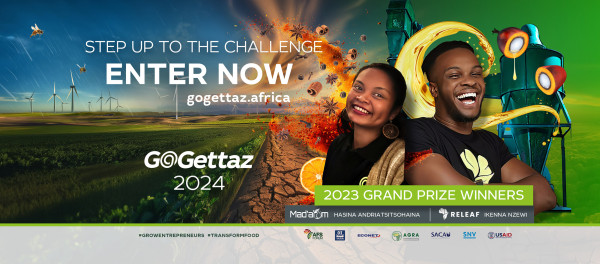 <div>Les entrepreneurs agroalimentaires d'Afrique appelés à l'action: Ouverture des candidatures pour le concours du prix GoGettaz Agripreneur d'une valeur de 100 000 USD</div>