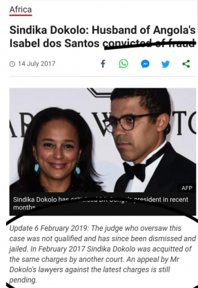 BBC News Media Correction in a misreport of Sindika Dokolo