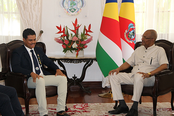 President Herminie Receives Seychellois Golfer Adrian Andrade, African Amateur Champion