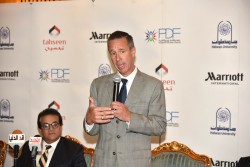 Arne Sorenson, President and CEO Marriott International, speaking at the signing ceremony of Tahseen
