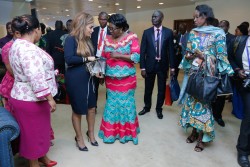 First Lady of Central African Republic H.E. Madame Brigitte Touadera with Dr Rasha Kelej, CEO Merck 