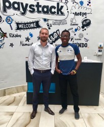 Leland Rice, Chairman of the Africa Fintech Summit, with Shola Akinlad, Co-founder and CEO of Paysta