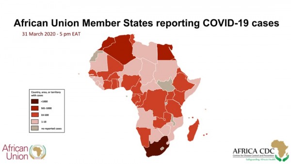 Coronavirus - Africa: African Union Member states reporting COVID-19 cases