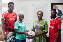 The balls were presented to Rafatu Inusah, Ghana Rugby Board Member (Women's Representative and GIR 
