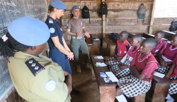United Nations Mission in South Sudan (UNMISS) police encourage Yambio school girls to choose education over early marriages