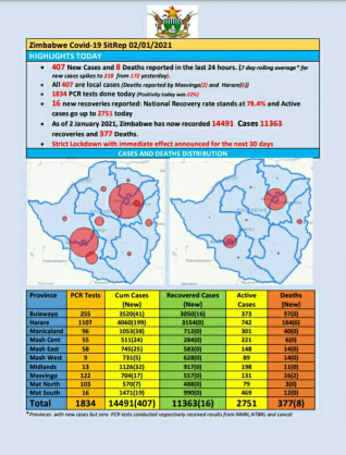 Coronavirus - Zimbabwe: COVID-19 Update (2nd January 2021)
