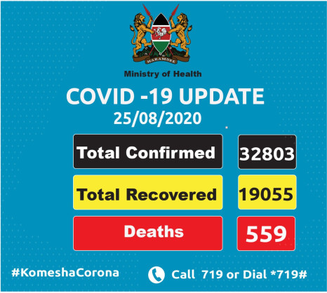 Coronavirus - Kenya: COVID-19 Update (25 August 2020)